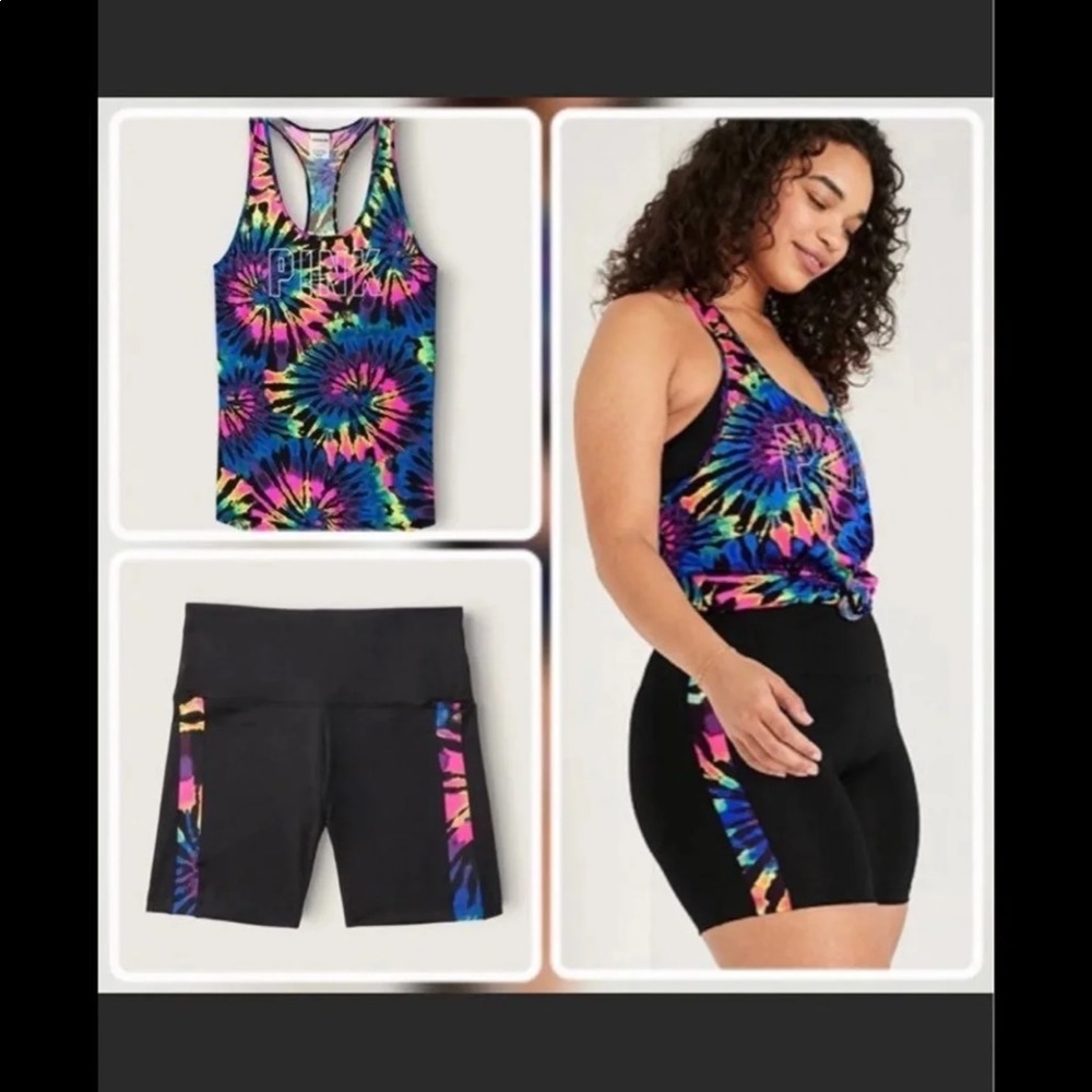 NWOT VS PINK ULTIMATE BIKE SHORTS AND TANK SET